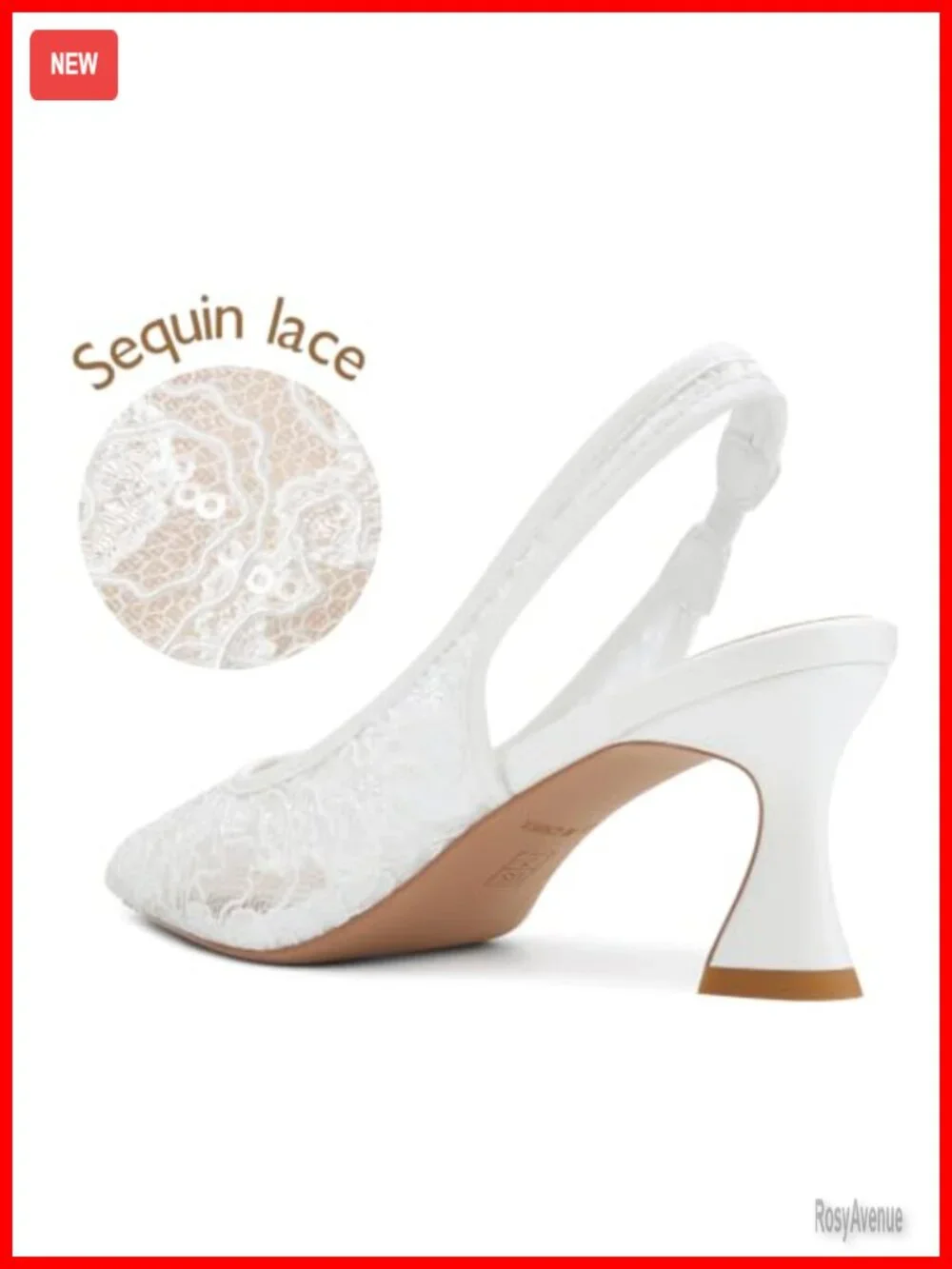 Lace Mesh Slingback Heels Pointed Toe Kitten Heel Wedding Pumps 2.5